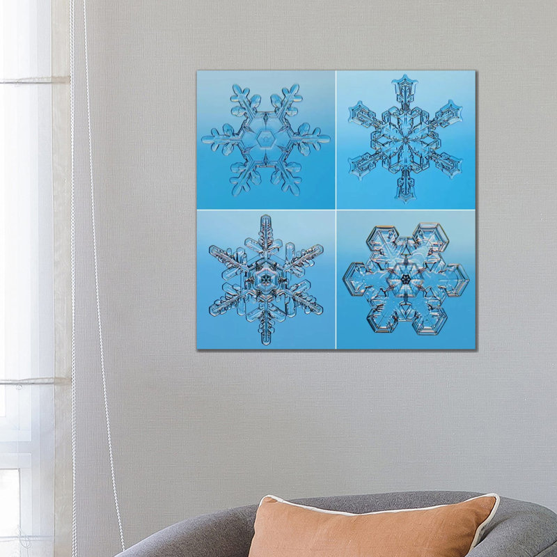 Snowflakes Seen Through Microscope by Steve Gettle - Wrapped Canvas Print, 66.04 cm H x 66.04 cm W x 3.175 cm D