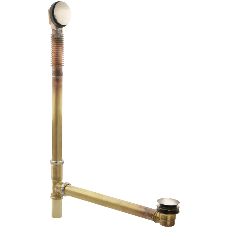 Clearflobrass Toe Tap 1.5" Leg Tub Drain with Overflow, Vibrant Brushed Bronze