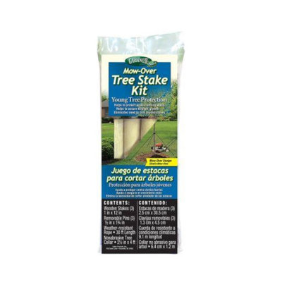 Ensemble de piquet d'arbre Mow-Over avec conception brevetée à profil bas, blanc, par Dalen Products
