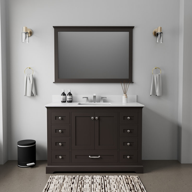 Dukes 48 in. W x 22 in. D Single Bath Vanity, Espresso, White Quartz