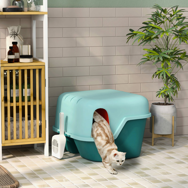 Bac à litière pour chat avec couvercle, facile à nettoyer pour les animaux de compagnie d'intérieur - Conception spéciale minimisant le suivi des chats