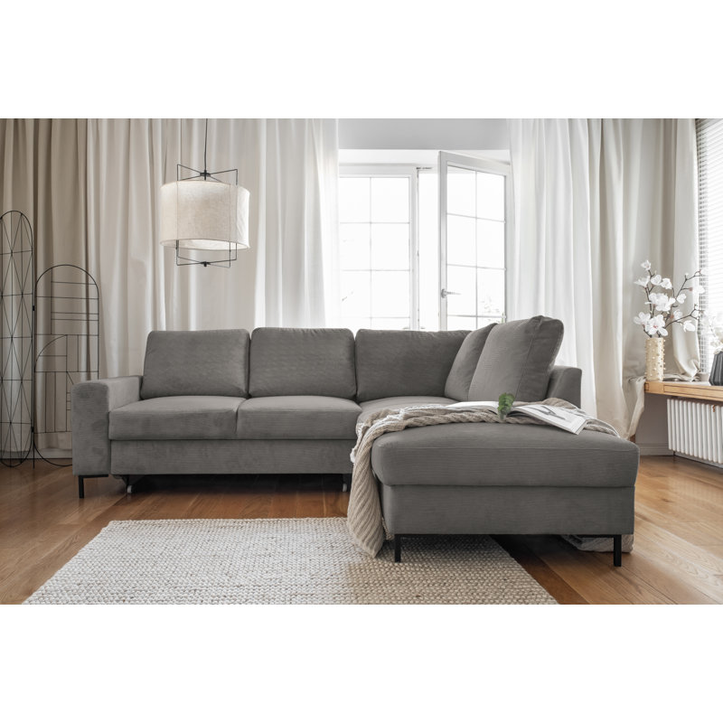Lofty Lilly 6 seater Corner Sofa Bed, Light Grey, Right Hand Facing