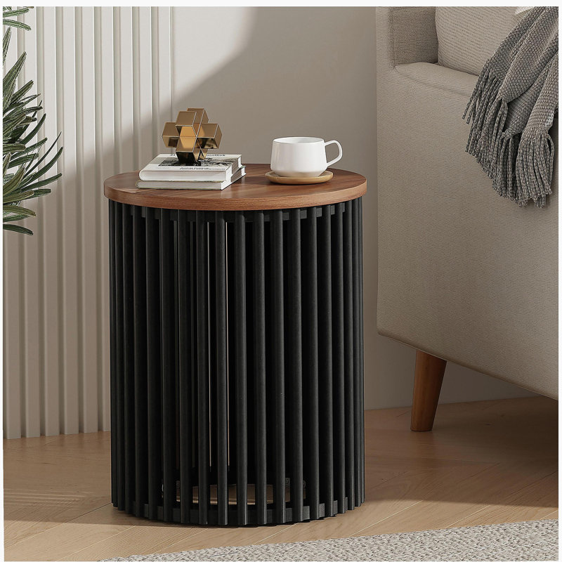 Table d'appoint en bois massif ACACIA, couleur naturelle et noire