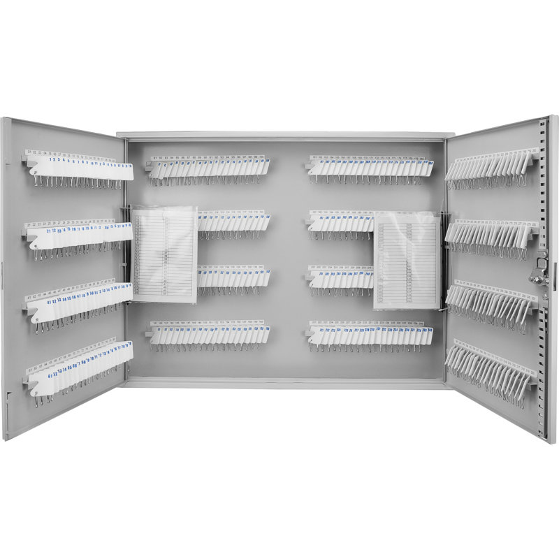 Armoire à clés murale 320 - capacité de sécurité verrouillable en acier gris, 22,08 po Hauteur, 28,73 de largeur, 3,27 de profondeur, avec capacité, support gris, l x H P, organisation efficace