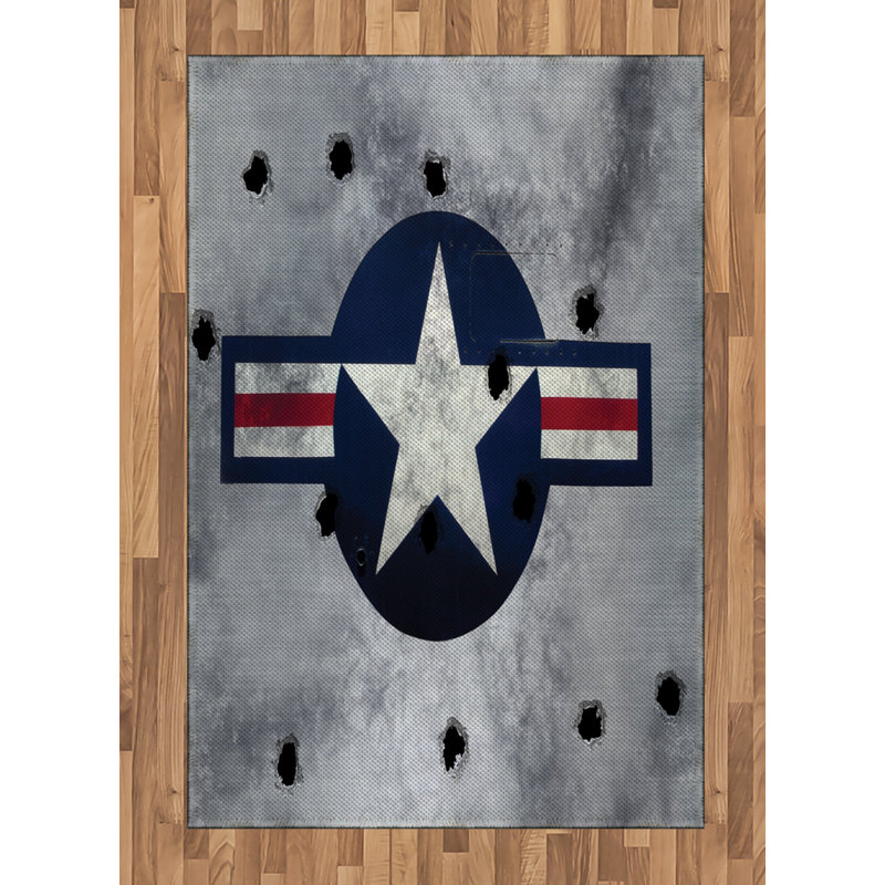Airplane High Density Long Fiber Poly Threads Decorative Area Rug Carpet, Rectangle 4' x 5'8"