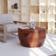 Table basse ronde en bois massif de style tambour l 29,5 po, finition noyer, table basse de salon-719505238-708760802