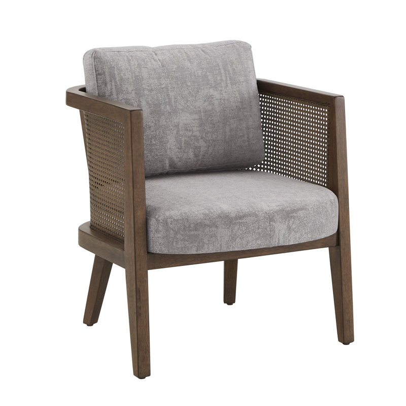 Morrice Upholstered Wood Armchair, Grey