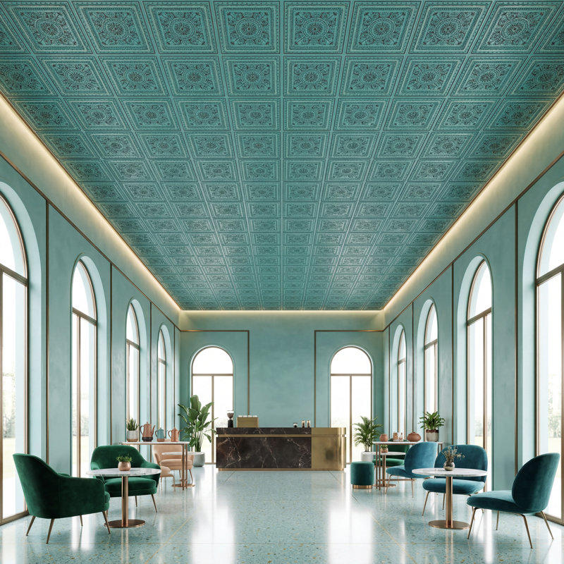 Tuile de plafond en PVC La Scala, Bleu nuit, L 24 po x L 24 po