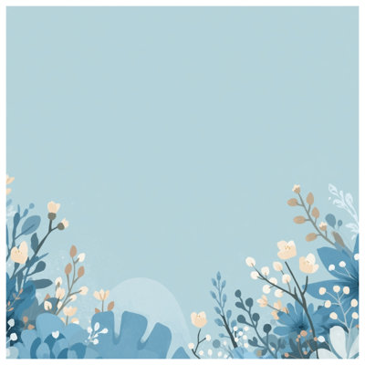 Blue Floral Illustration Comforter
