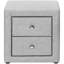 Table de chevet transitionnelle pour chambre à coucher - Lin gris revêtu, 2 tiroirs de rangement rembourrés, pièce décorative