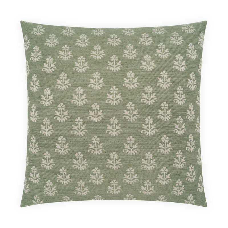 Briar Linen Floral and Striped Square Pillow Cover & Insert, Blue/Ivory/Navy, Square 24"