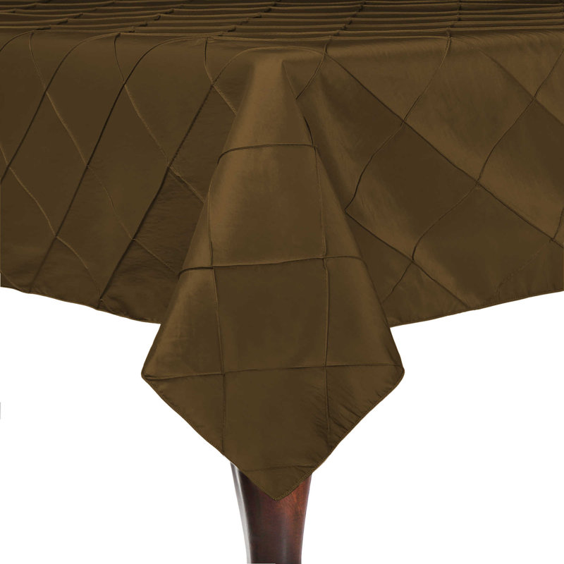 Embroidered Pintuck Taffeta Tablecloth Burnt Gold, 2, 90" Square