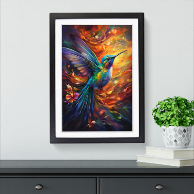 Hummingbird Expressionism - Single Picture Frame Print on Wood