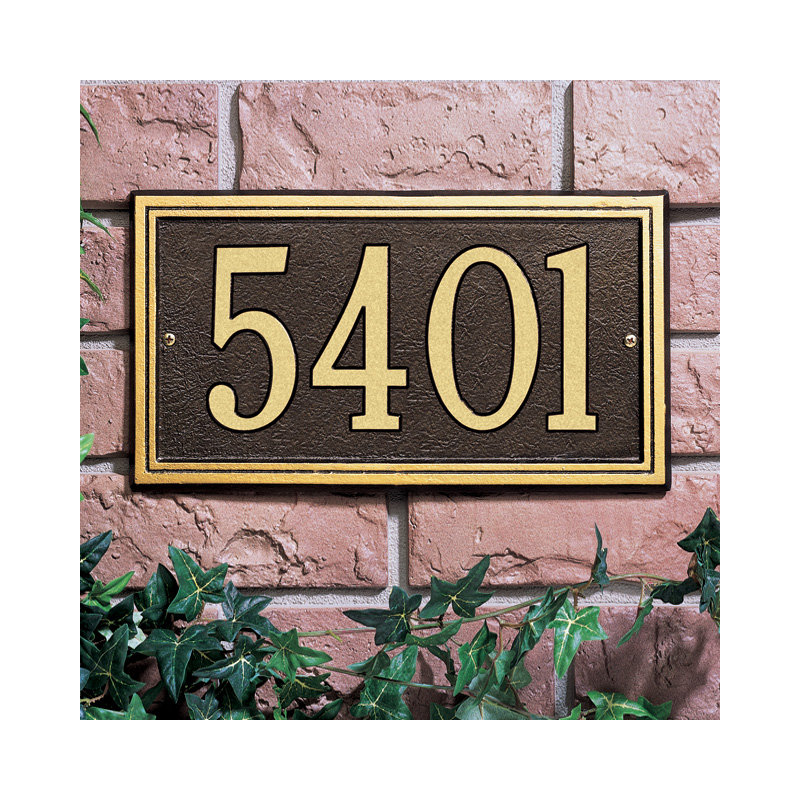 Double Line 1-Line Wall Address Plaque, Black and Gold, Yes