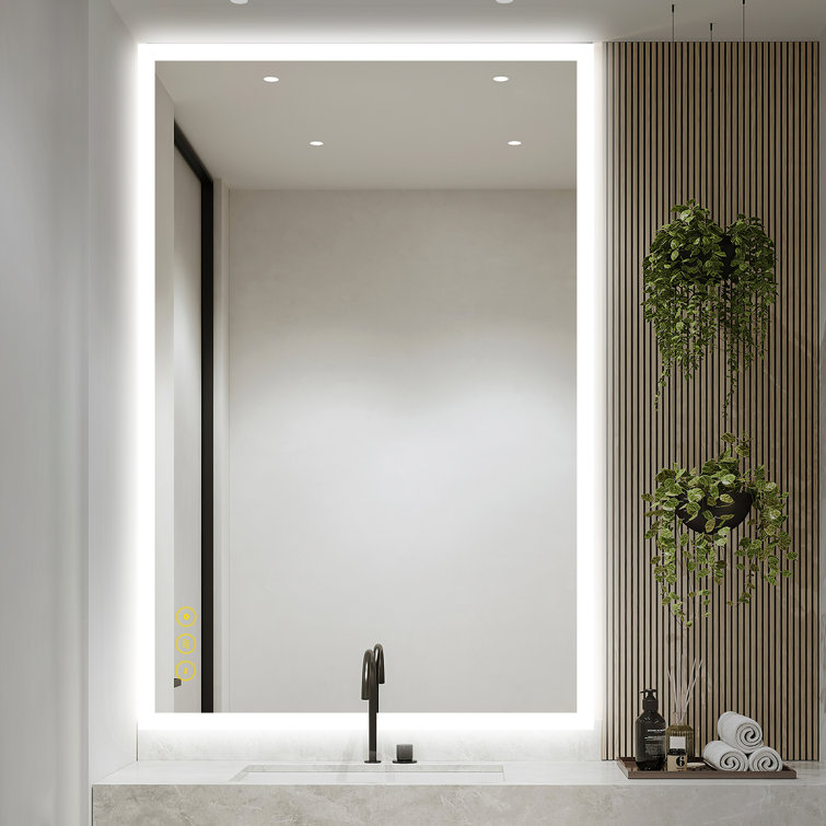 Amirie Bathroom led mirror Frameless Anti-Fog Illuminated Vanity Mirror Smart Touch Switch Dimmable