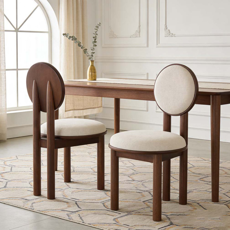 Chaise en polyester avec structure en bois, Beige, noyer