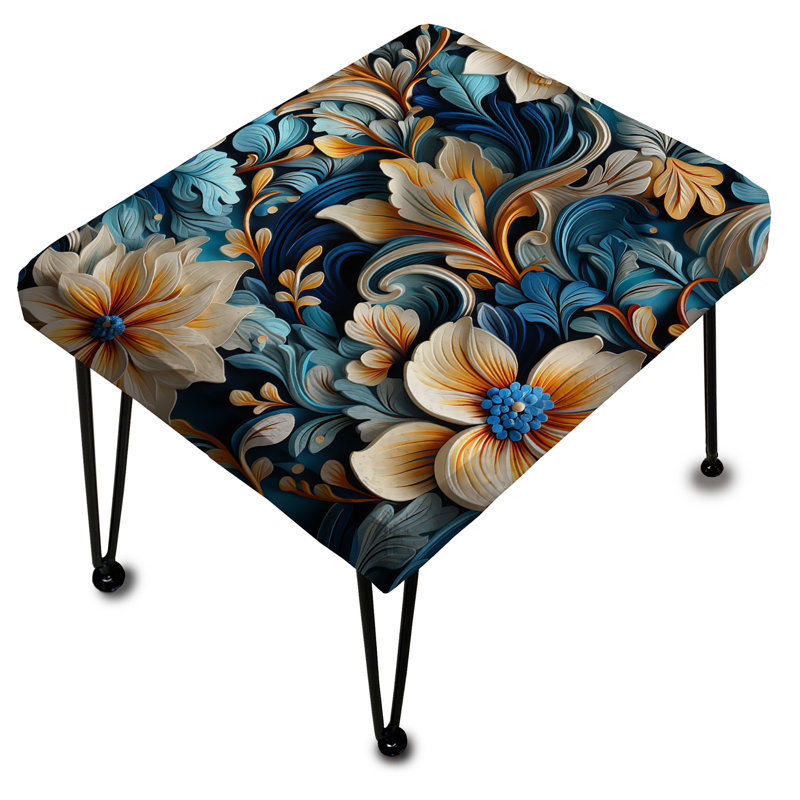 Blue Springtime Floral Symphony Ballet - Floral Rectangle Ottoman