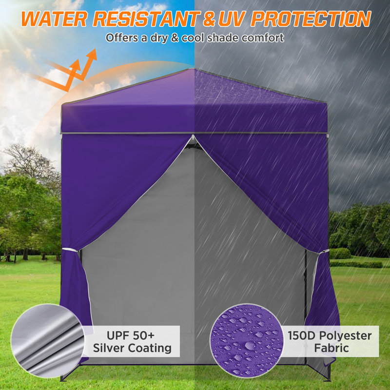 6x4 Canopy Tent, Heavy Duty Pop up Canopy with Sidewalls, Purple