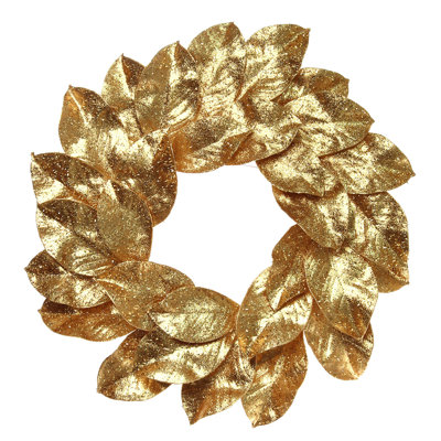 Couronne de Noël 24 pouces avec paillettes de magnolia dorées artificielles