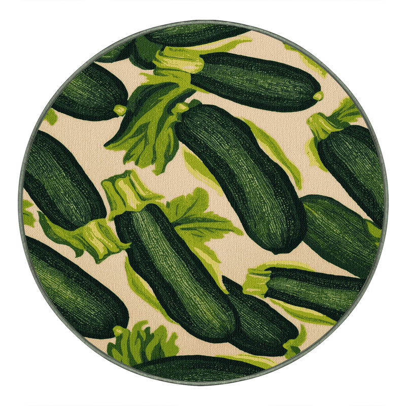 Tapis à motif de six courgettes lavables Ginza, Rond 5 pi