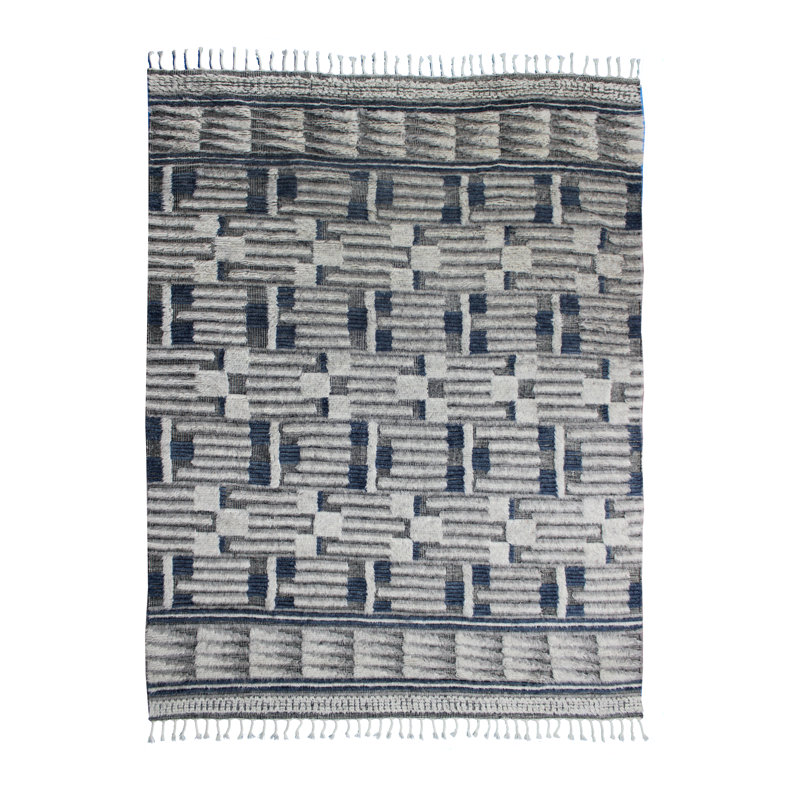 Moroccan Wool Geometric Area Rug, Rectangle 8' x 10'