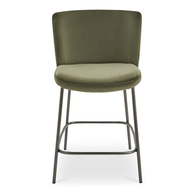 Early Upholstered Stool, Counter Stool (26.4" Seat Height), Green Velvet