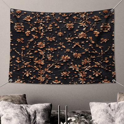 Tapisserie murale à motif floral bronze - Décoration murale florale