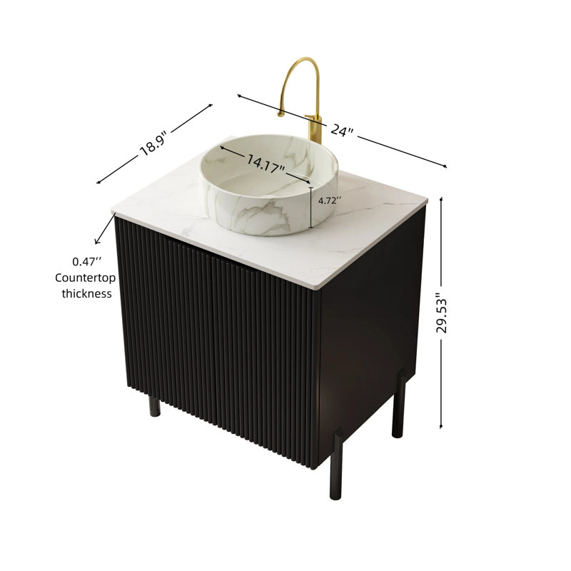 Meuble-lavabo moderne noir et blanc avec lavabo en céramique, rangement spacieux pour la salle de bain