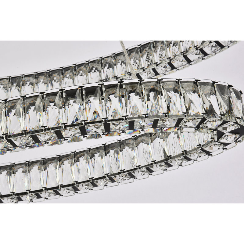 Lustre ovale en cristal 2 lumières Steveson, H 11 po x l 40 po x P 18,1 po, Noir