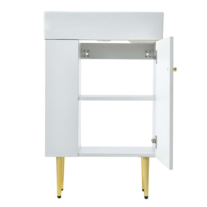 Meuble-lavabo de salle de bain avec lavabo simple en céramique