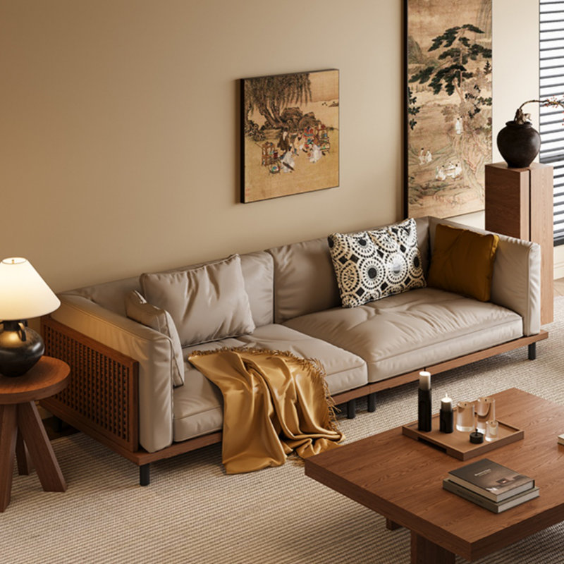 High-End Solid Wood Fabric Sofa