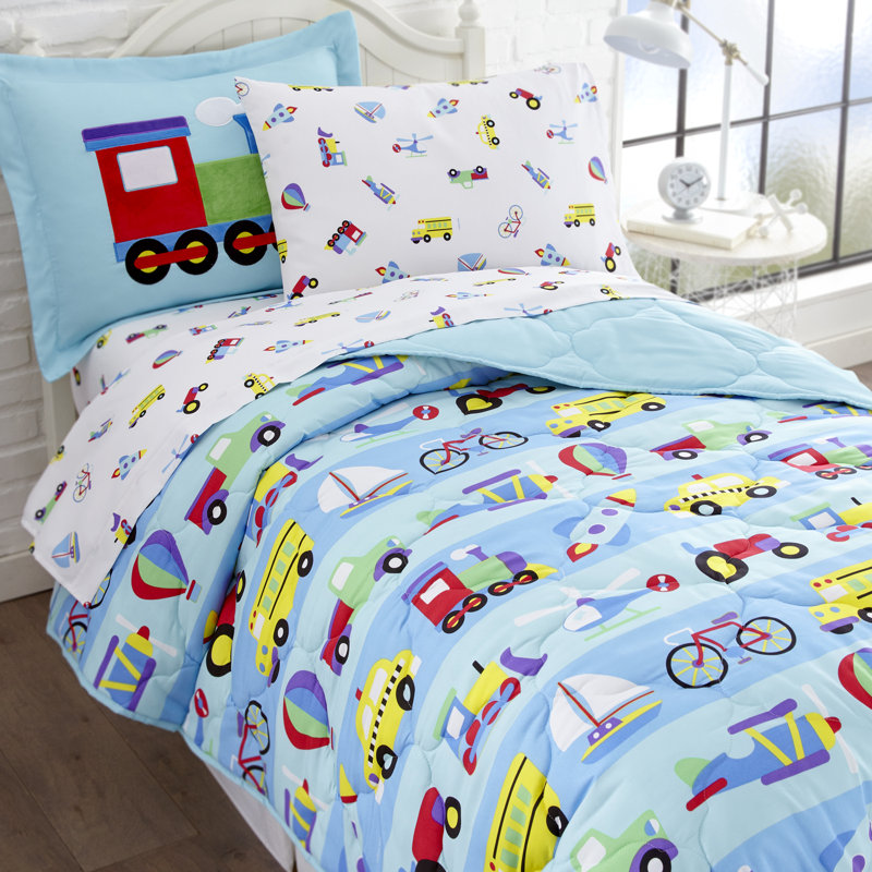 Wildkin Full Sheet Set – Soft Microfiber, Fitted & Top Sheet, Pillowcase - On The Go, Full
