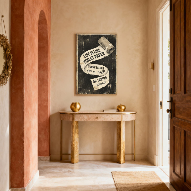 «Life Is Like», papier toilette imprimé sur toile, impression typographique rétro pour le décor de la salle de bain