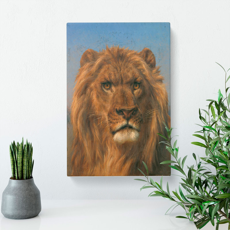 Portrait of a Lion by Rosa Bonheur - Wall Art, 50cm H x 35cm W x 3cm D, Wrapped Canvas