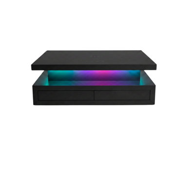 Delphi 47.2" Smart Coffee Table With Wireless Charging, Bluetooth Speaker, Rgb Led Lighting, Storage Drawer & Modern Black Finish