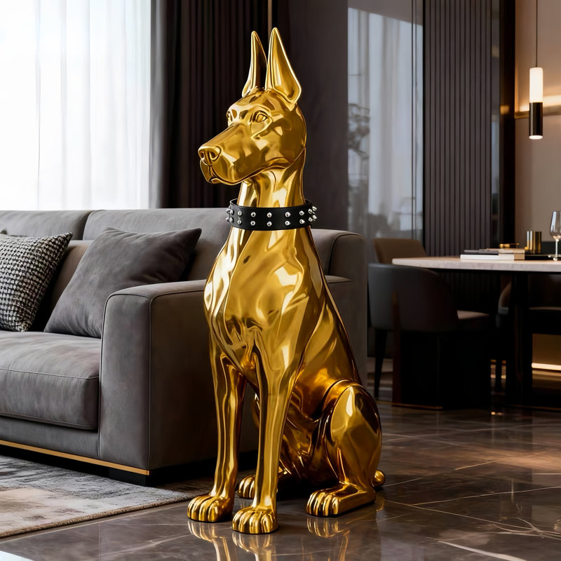 Surface de sculpture 39,5 po pour chien, 39.37" H x 23.62" W x 12.6" D, Doré