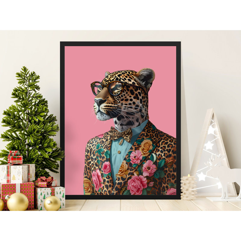Dapper Leopard Wall Art, Animal Portrait Print, Funny Animal Art, Quirky Home Decor, Framed Art, Multiple Sizes
