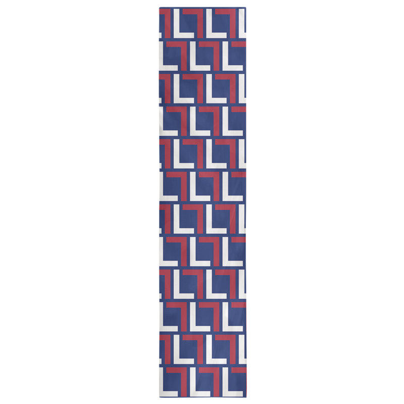 Chemin de table Carolina, 72 po x 16 po, Coton, Bleu foncé / blanc / rouge