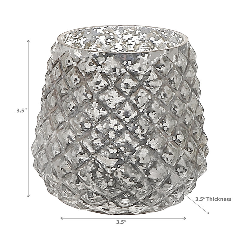 Ih Casadecor 3.5'' H Mercury Glass Tabletop Tealight Holder, Silver