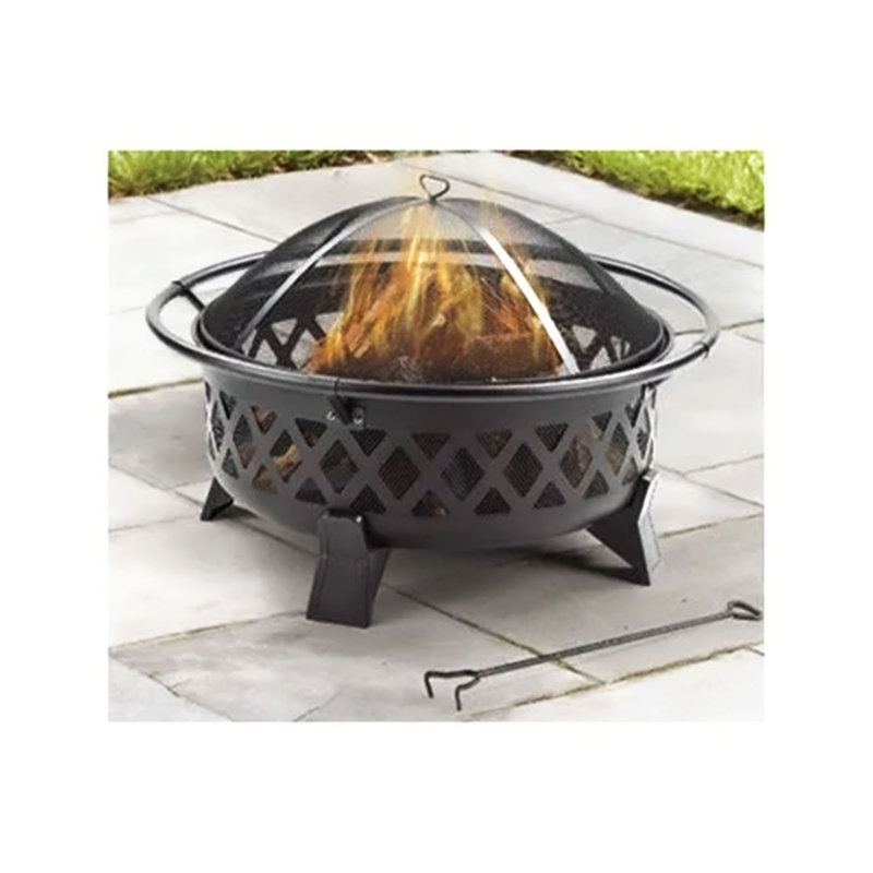 Abdalhai Round Stainless Steel Wood Burning Smokeless Fire Pit with Lid
