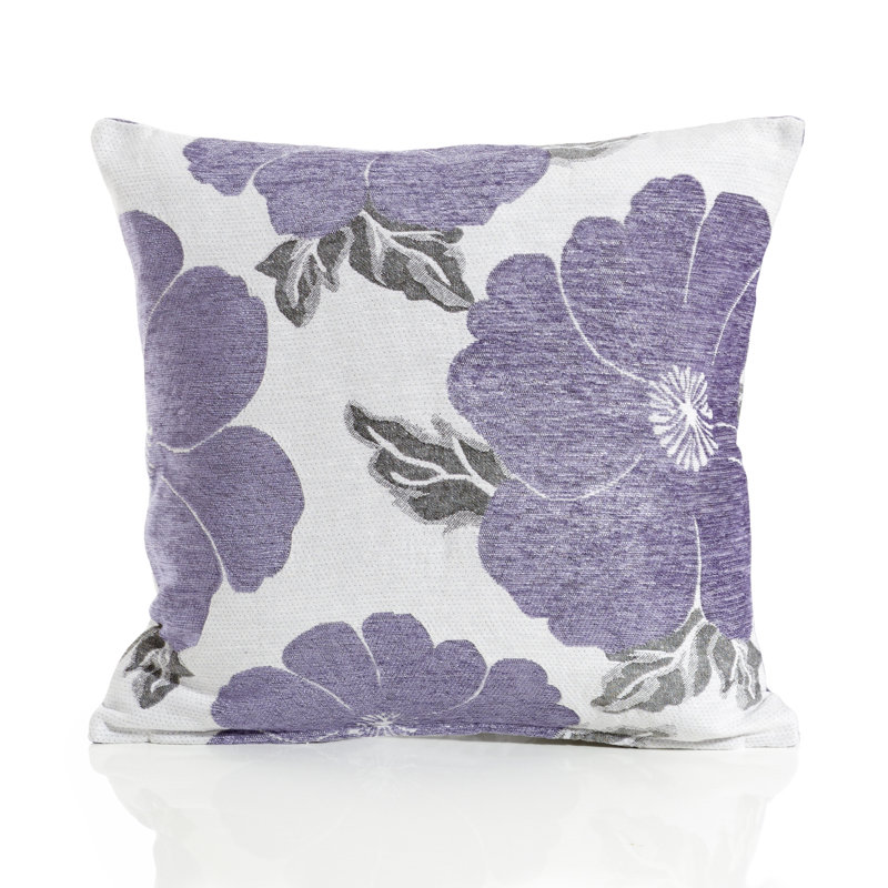 Darionte Poppy Chenille Cushion Cover with Filler Pad, Purple, 45 cmH x 45 cmW