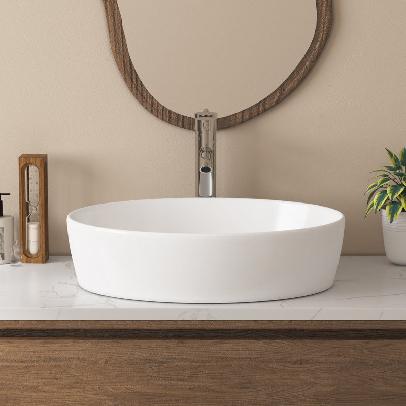Belfry Bathroom Salerno 550mm L x 410mm W White Vitreous China Oval Sink with Tap