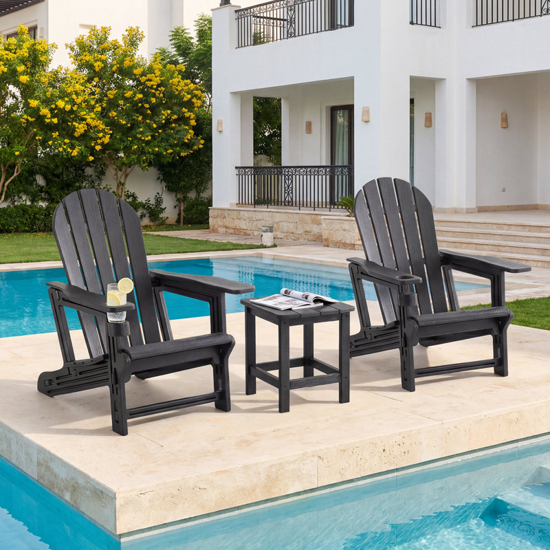 HDPE Folding Adirondack Chair with Cup Holder