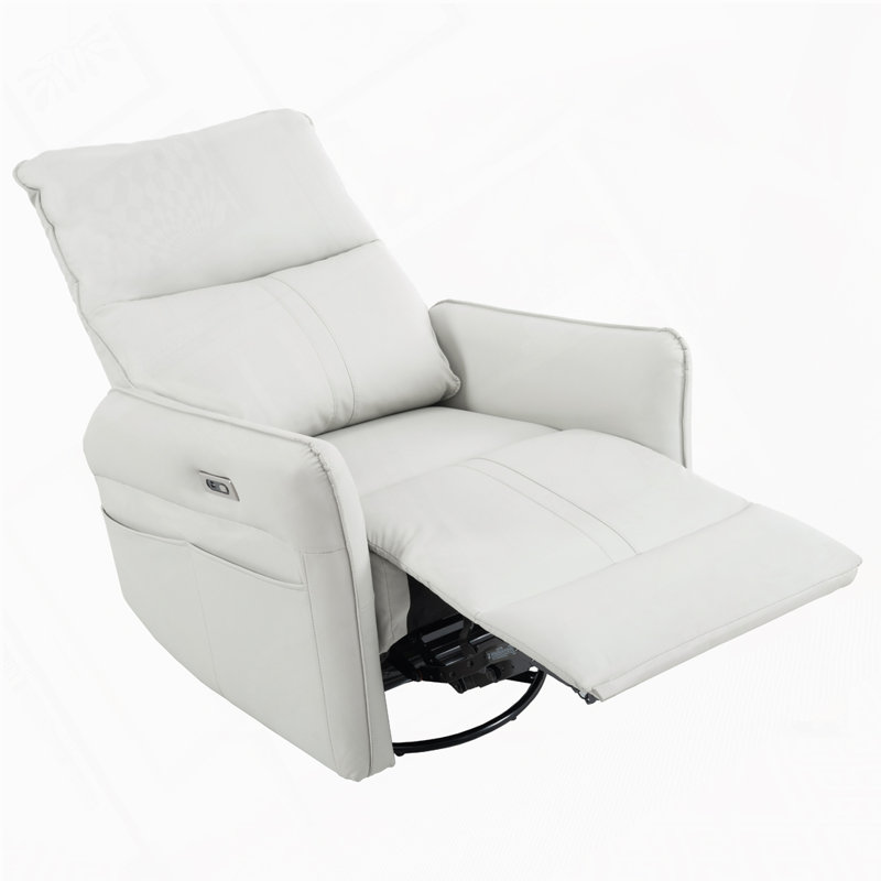 270° Power Swivel Rocker Recliner Chair, Electric Glider Reclining Sofa with USB Ports, Power Swivel Glider, Rocking Chair Nursery Recliners for Living Room Bedroom(Light Gray)