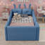 Lit plateforme tapissier simple avec coussin en lapin, lit tapissier pour enfants avec rails latéraux amovibles, (date d’arrivée prévue le 2025/1/15)