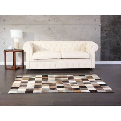 Chequered Leather Hand Woven Area Rug