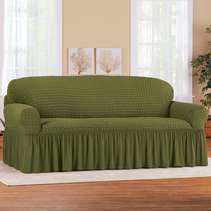 Housse pour canapé à coussins carrés texturés, Vert, 2.36" H x 90"W x 90"D