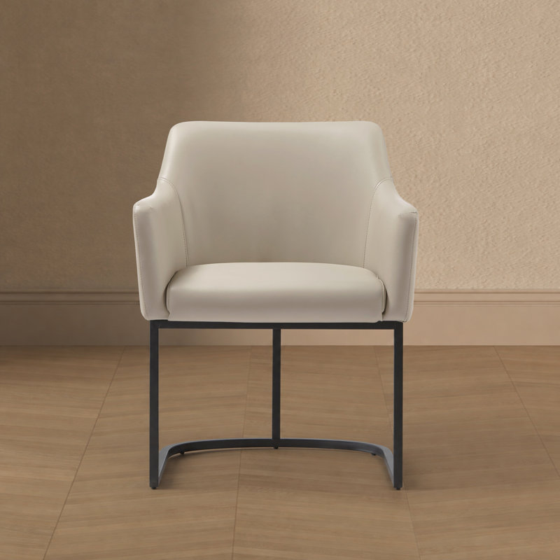 Chaise de salle à manger rembourrée en acier Serena, Crème, crème