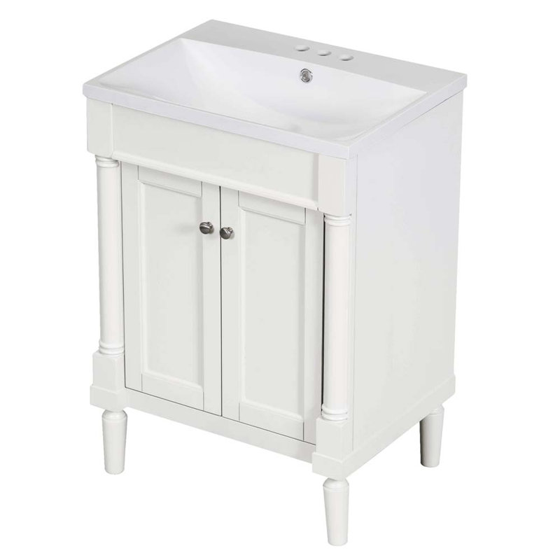 Meuble-lavabo de salle de bain Sopheak, Blanc