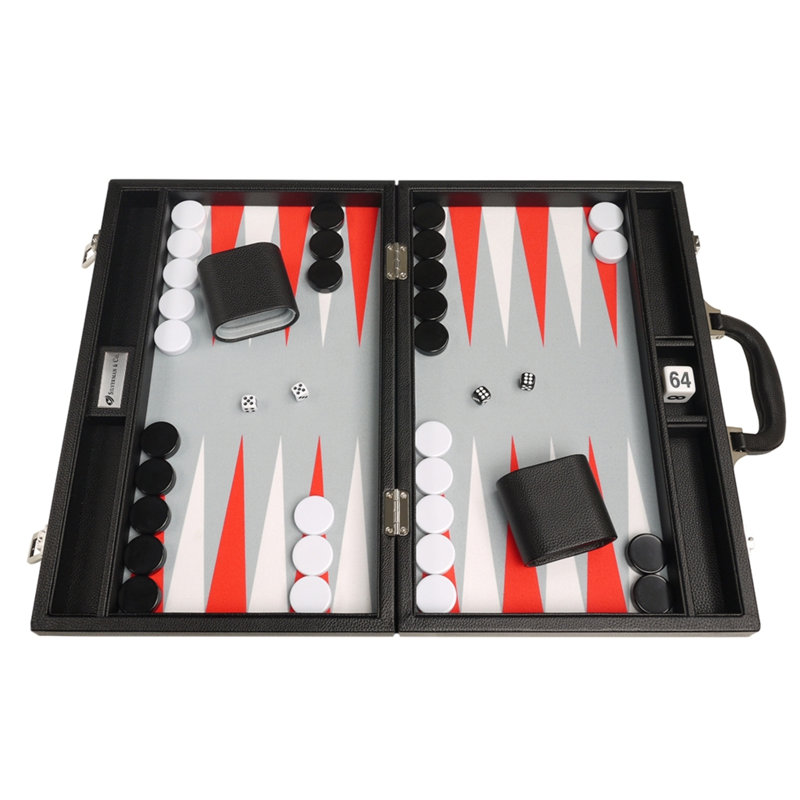 Ensemble de backgammon de qualité supérieure, H 2,5 po x l 10,5 po x L 16 po, Noir / rouge